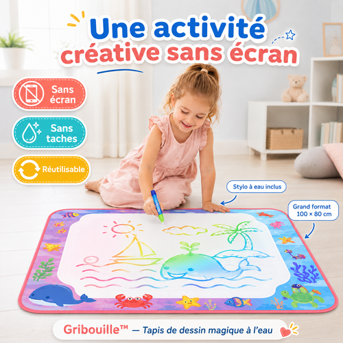Tapis de Dessin à l’Eau Gribouille — Réutilisable & Sans Taches