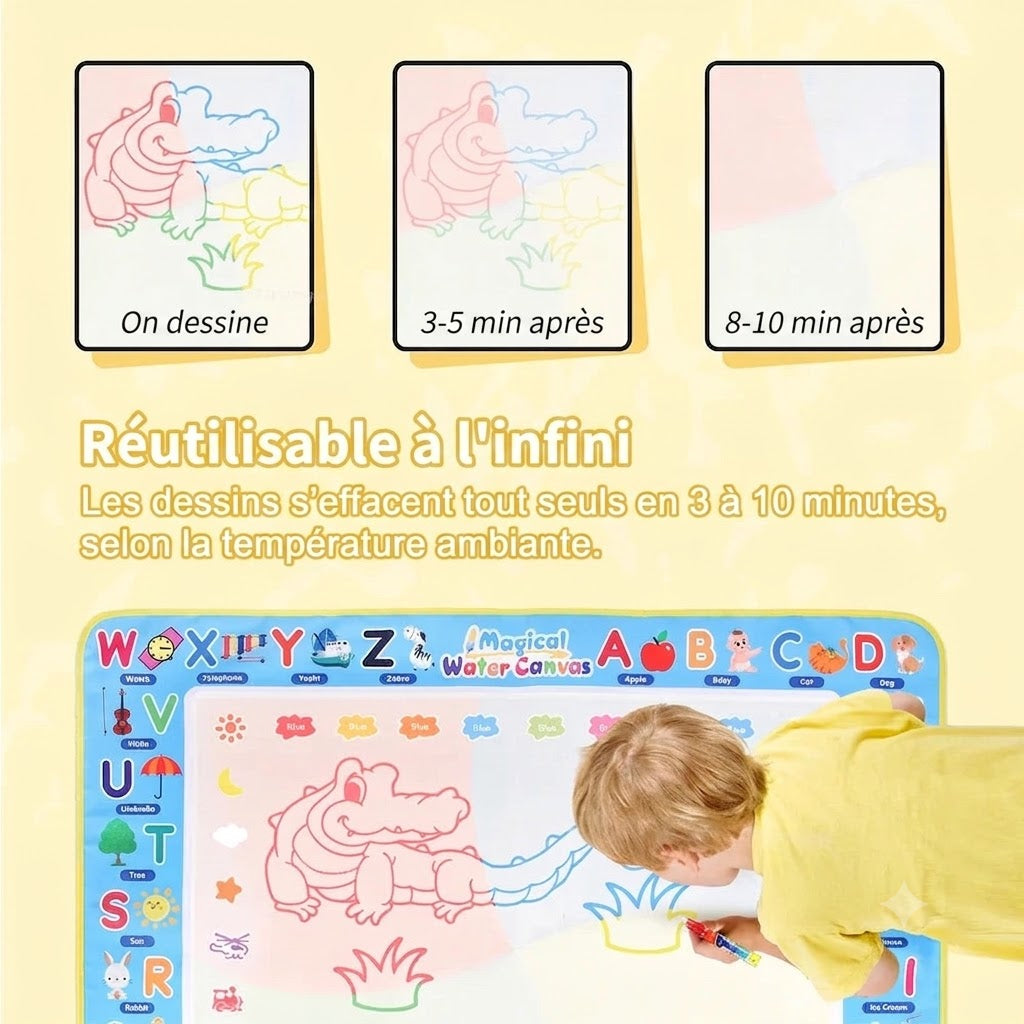 Tapis de Dessin à l’Eau Gribouille — Réutilisable & Sans Taches